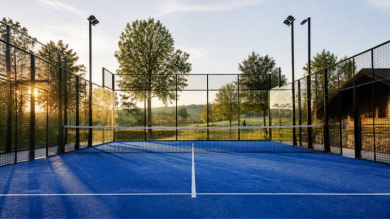Outdoor-Padel-Court bei Sonnenuntergang